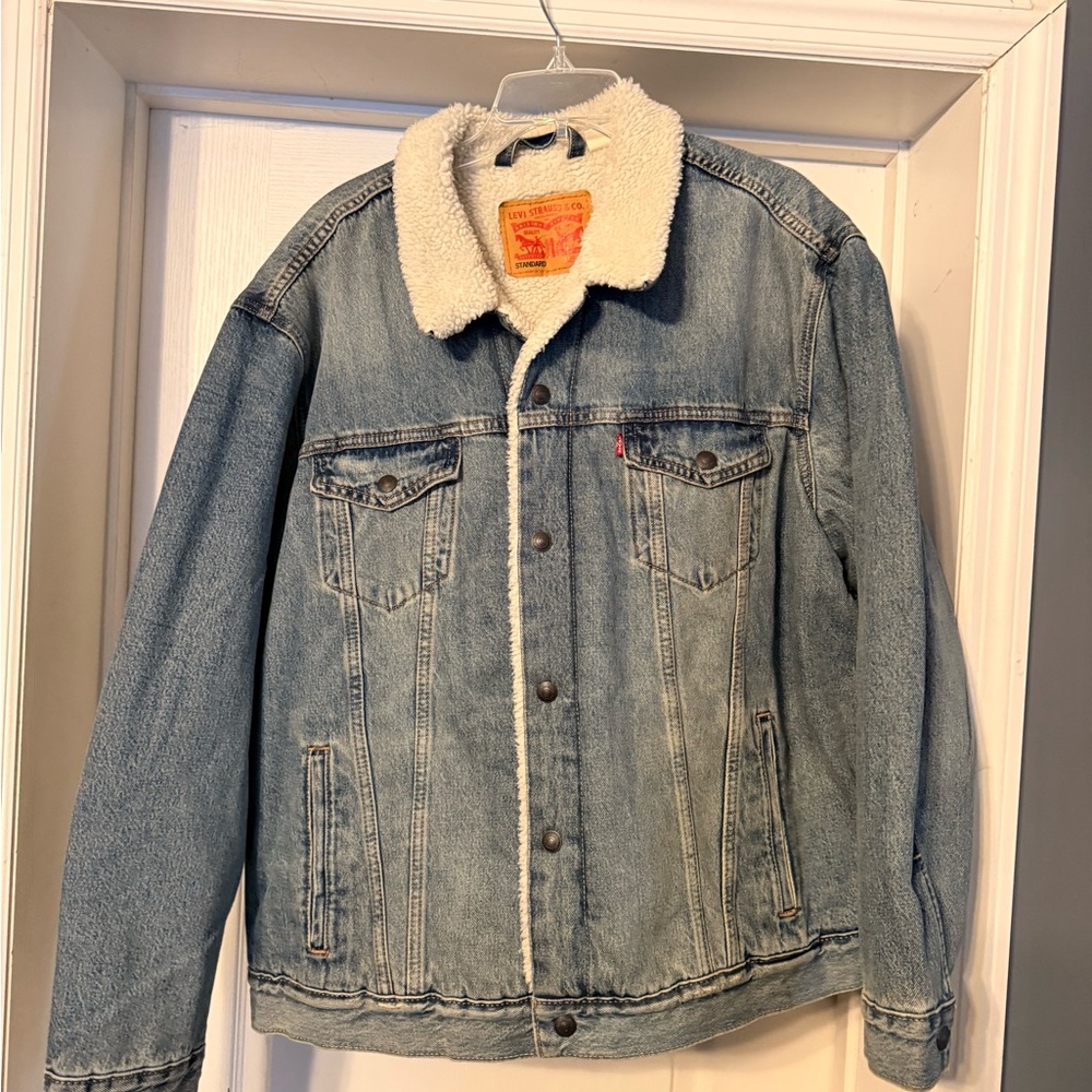 Levi's Light Blue Denim Sherpa-Lined Trucker Jacket